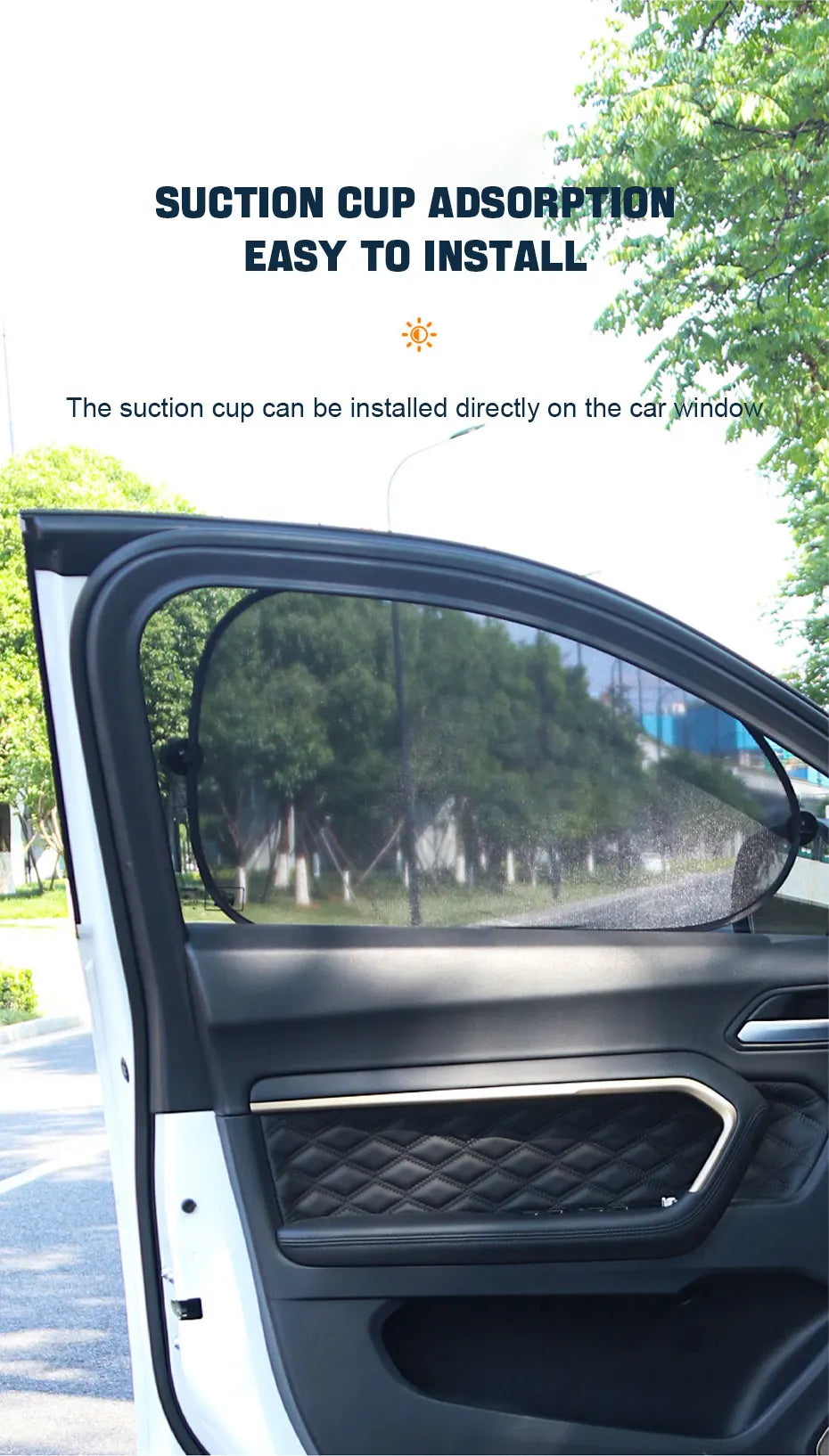 SEAMETAL Car Sun Shade Side Window Curtain Front Rear Window Sunshade Summer UV Blocking Suction Cup Car Sun Protection Curtains