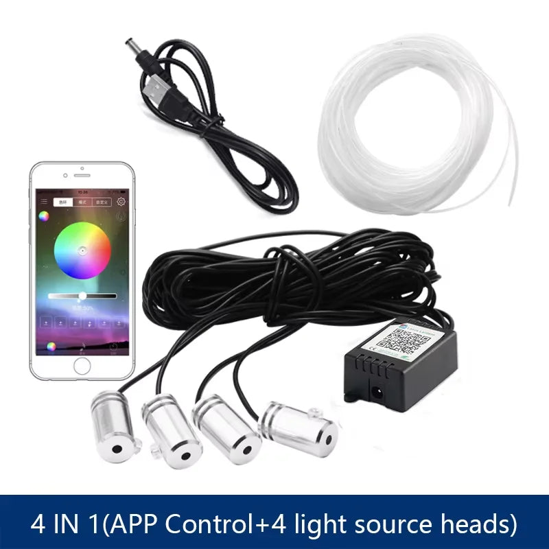 Led Car Interior Atmosphere Ambient Lights 6/8m RGB
