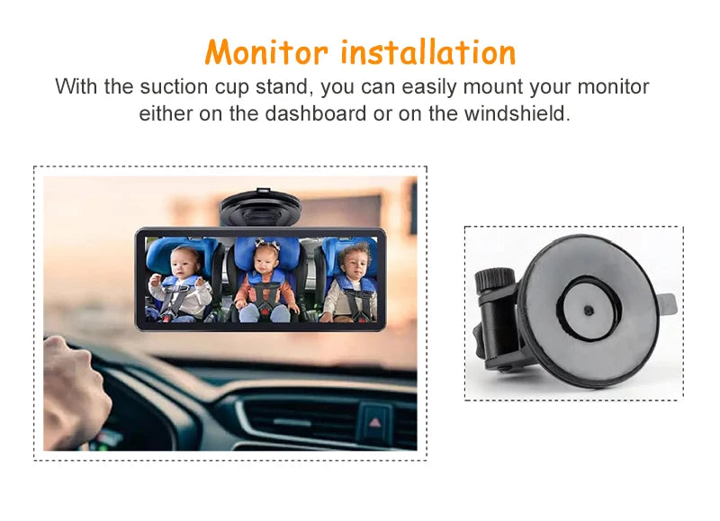 2 Camera Rear View Monitor 6.86'' IPS Screen Baby Car Mirror Wide View Angle for Infants Kids Pets Night Vision Function