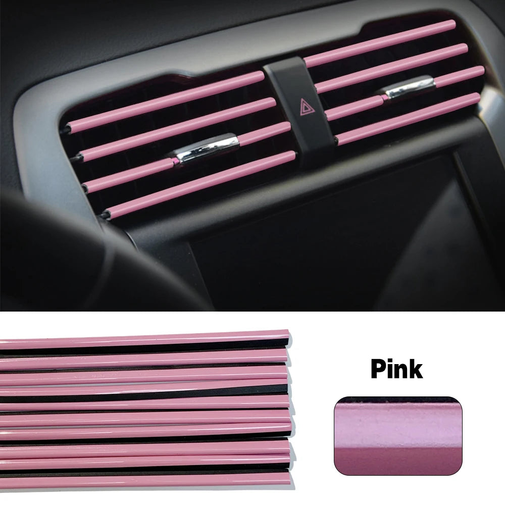 10 Pcs Colorful Car Accessories DIY Auto Interior Air Conditioner Outlet Vent Grille Chrome Decoration Strip for Car Styling