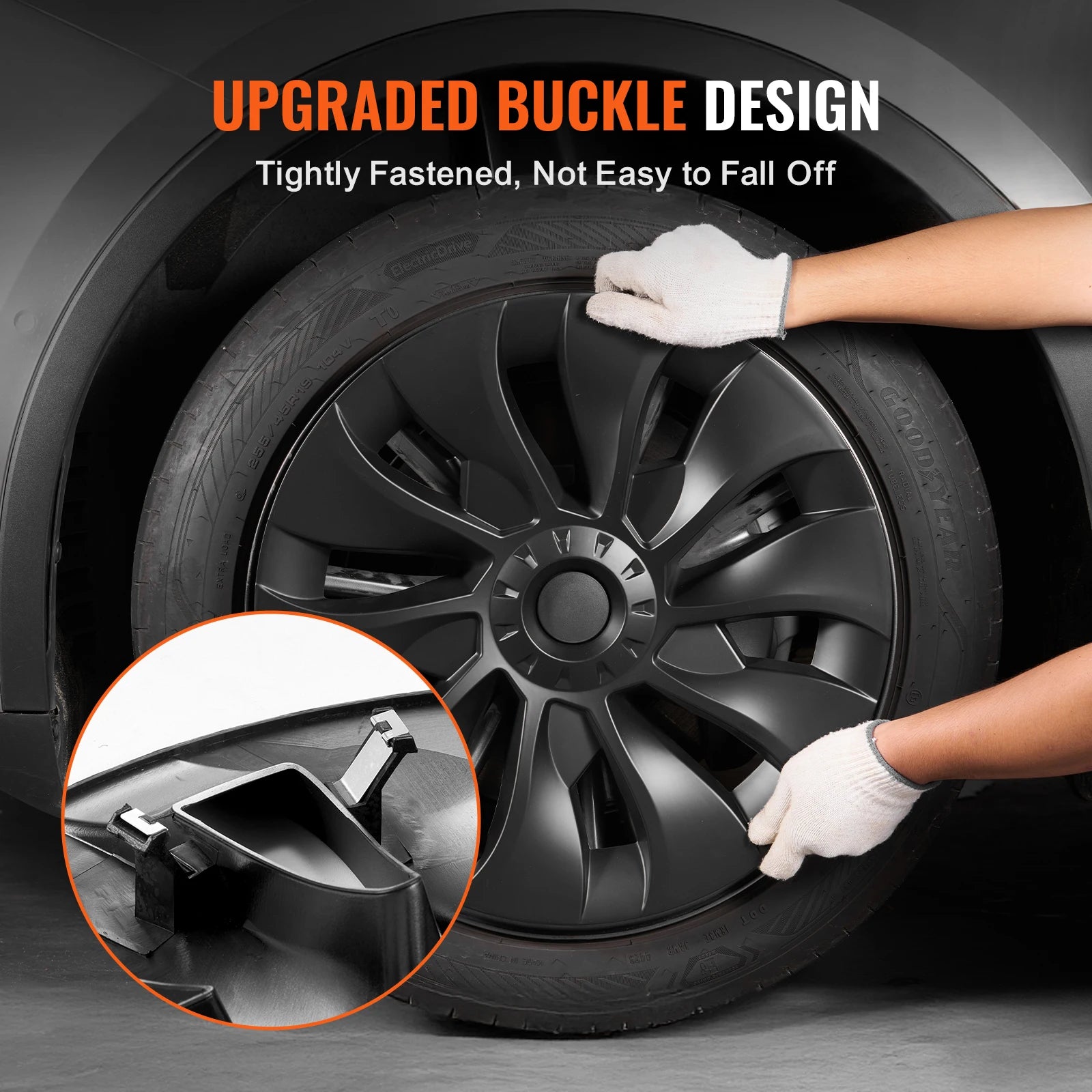 VEVOR 18" Wheel Rim Cover Hubcaps with Snap, Guard Tape & Valve Nozzle Hole – ABS & PC Hubcap