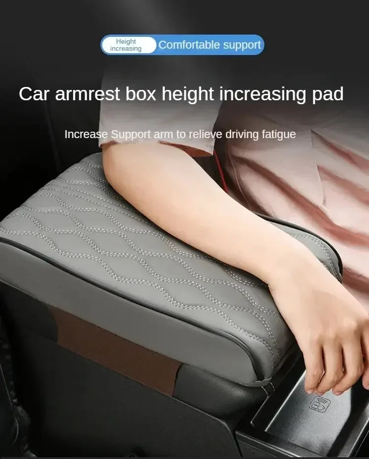 Wave Embroider PU Leather Car Armrest Mat Center Console Arm Rest Protection Cushion Auto Armrests Storage Box Cover Pad Visible