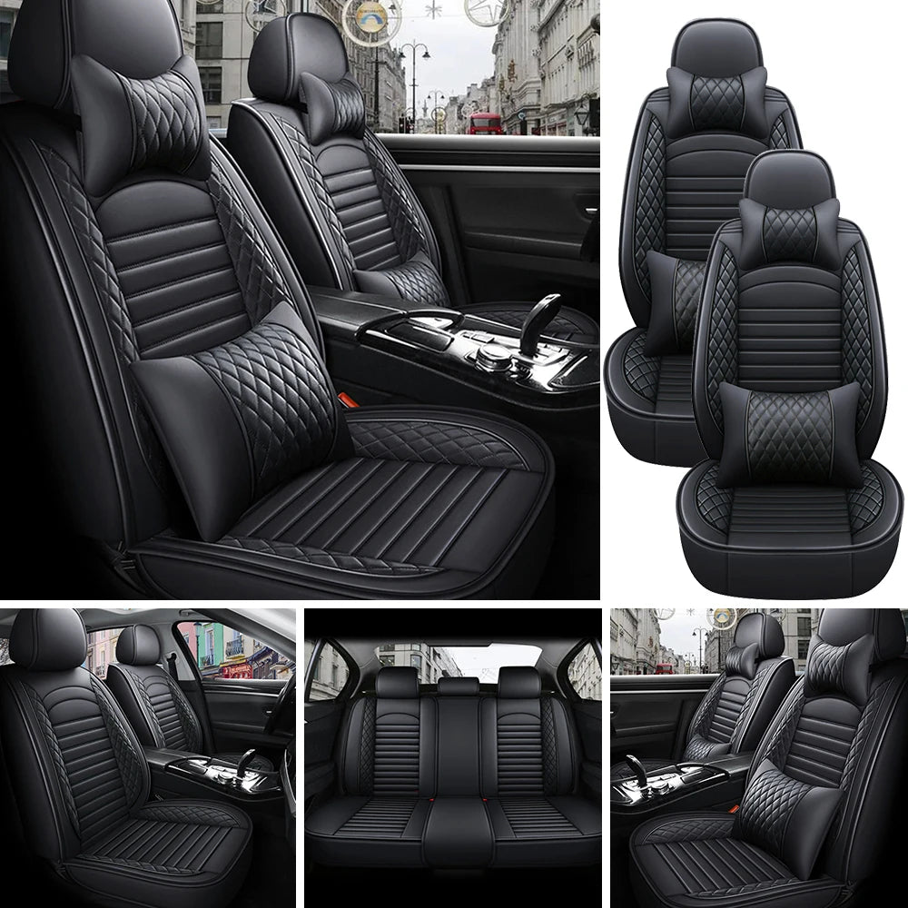 5-Seats PU Leather Universal Car Seat Covers Full set Front Rear Seat Cushion