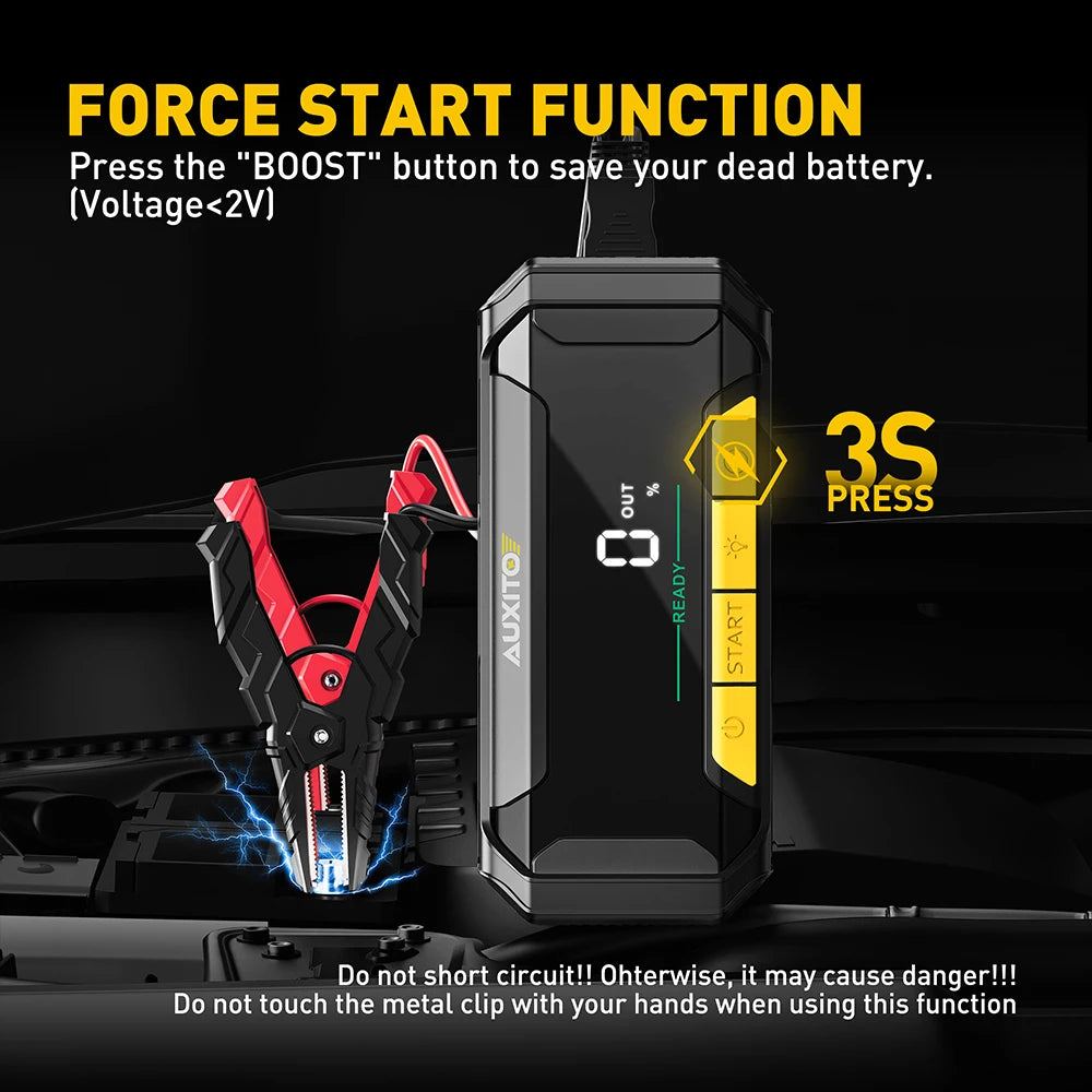 Car Battery Jump Starter – 20,000mAh Portable Power Bank with USB Quick Charge & 12V Jump Start Function