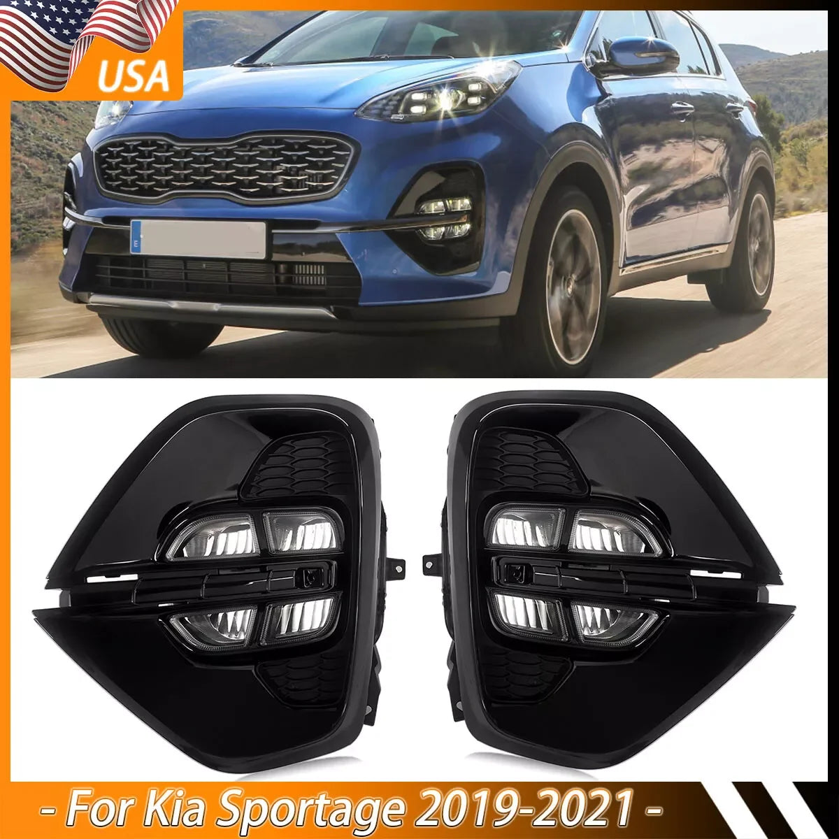 Quad LED Fog Lights Kit  Switch Wires Fog Light Assembly Car Signal Light Plug and Play