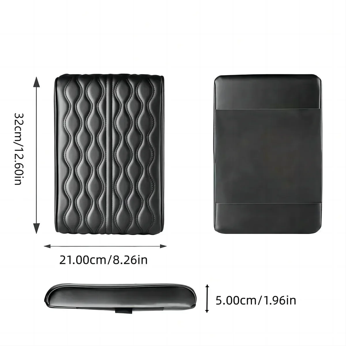 Wave Embroider PU Leather Car Armrest Mat Center Console Arm Rest Protection Cushion Auto Armrests Storage Box Cover Pad Visible