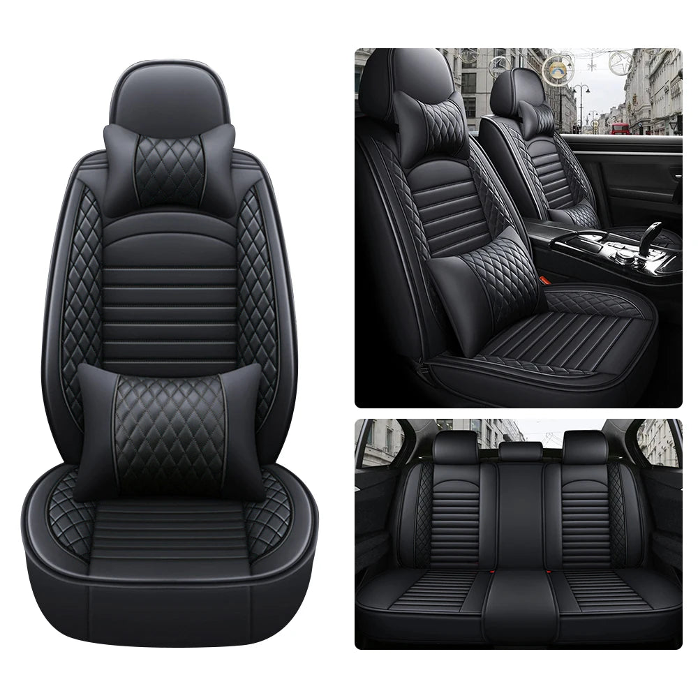 5-Seats PU Leather Universal Car Seat Covers Full set Front Rear Seat Cushion