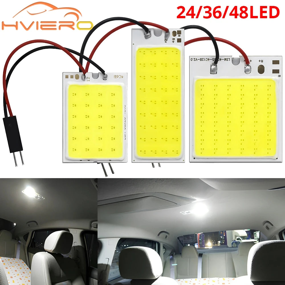 1pc T10 W5w Cob 24SMD 36SMD 48SMD Car Led Clearance License Panel Lamp Auto Interior dome Reading Bulb Trunk Festoon Light white