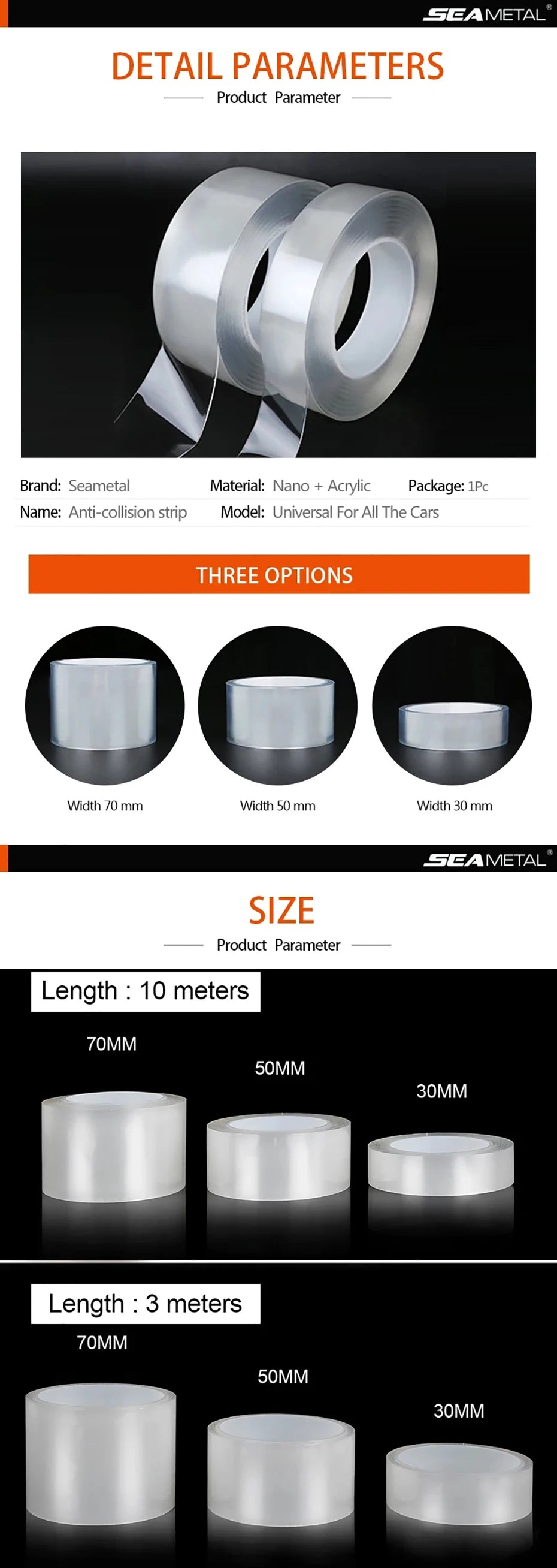 SEAMETAL Car Sticker Transparent Car Door Edge Stickers Anti Scratch Door Sill Protector Film for Auto Threshold Trunk Bumper