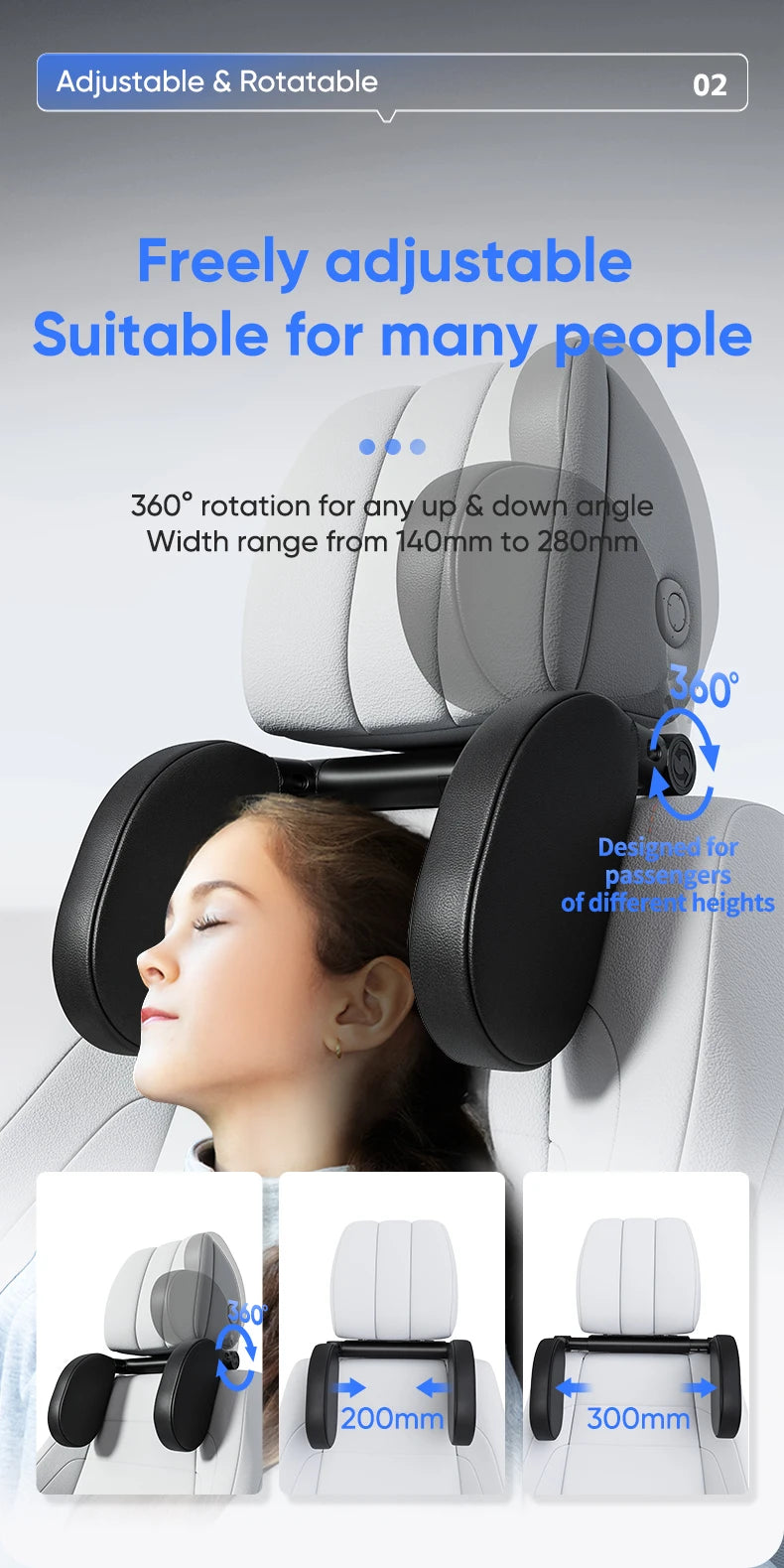 EliteRide TravelComfort Headrest – 360° Adjustable Neck Support Pillow