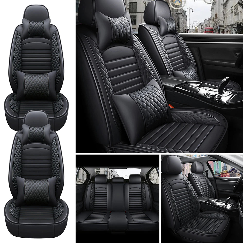 5-Seats PU Leather Universal Car Seat Covers Full set Front Rear Seat Cushion