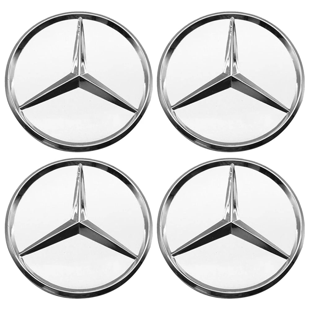 4/8Pcs Car Wheel Center Caps Silver 75MM Rims Wheel Center Caps Wheel Center Hub Caps Emblem for Benz All Models