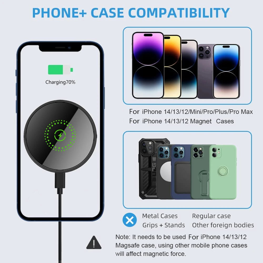 Magnetic Wireless Car Charger Mount  30W Fast Charging Air Vent Phone Holder