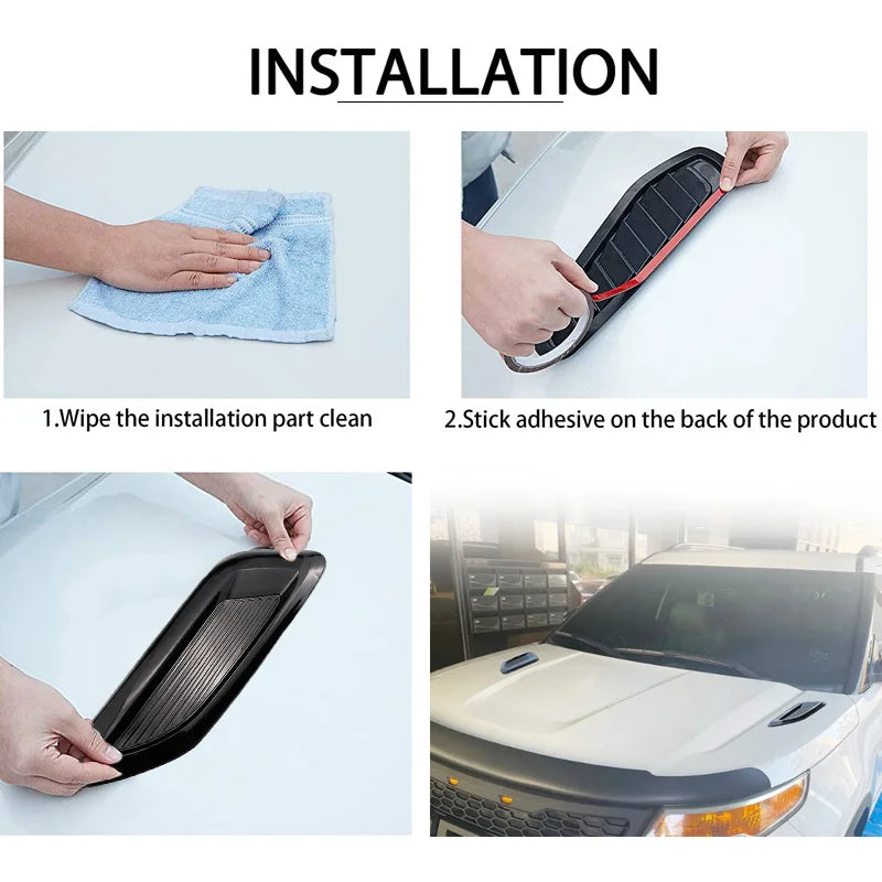 40cm Universal Car Air Flow Decorative Intake Hood Scoop Bonnet Vent Sticker Cover Hood Geared to fit any FLAT Hood Vehicle