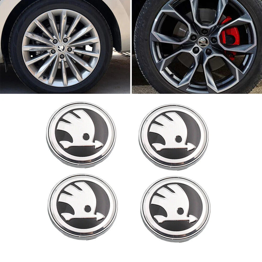4Pcs Wheel Centre Cap Black 60MM Wheel Center Hub Cover Wheel Center Hub Cap for Skoda Octavia Fabia