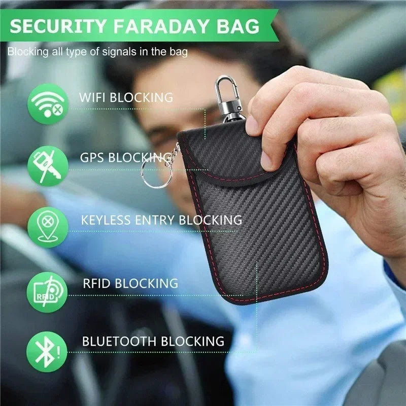 Faraday Key Fob Pouch  RFID Signal Blocking Anti-Theft Car Key Case