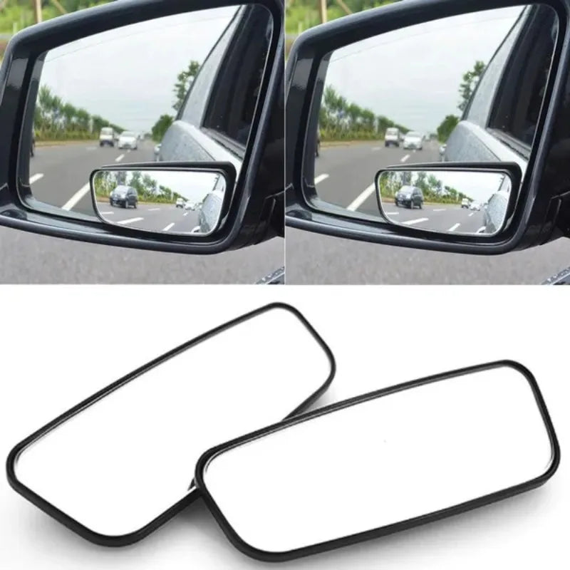 2Pcs/Set Car Rearview Mirror Car Reversing Auxiliary Mirror Rectangular Curved Blind Spot Mirror