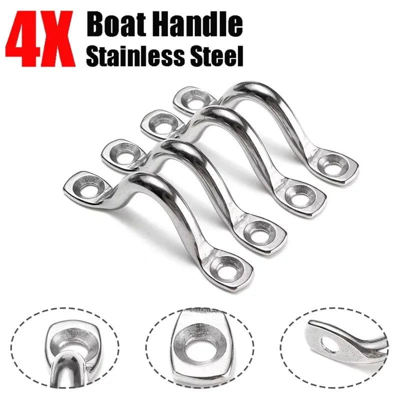 4pcs Handle 5mm Stainless Steel Wire Eye Strap Boat Marine Tie Down Fender Hook Canopy Engines Accessories