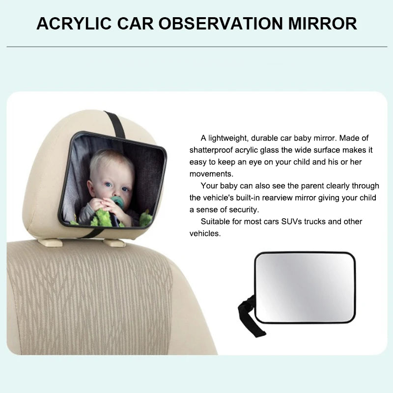 SEAMETAL Car Rear Seat Baby Mirror Adjustable Wide Angle Seat Safety Rearview Observation Mirror Car Baby/Child Interior Mirror