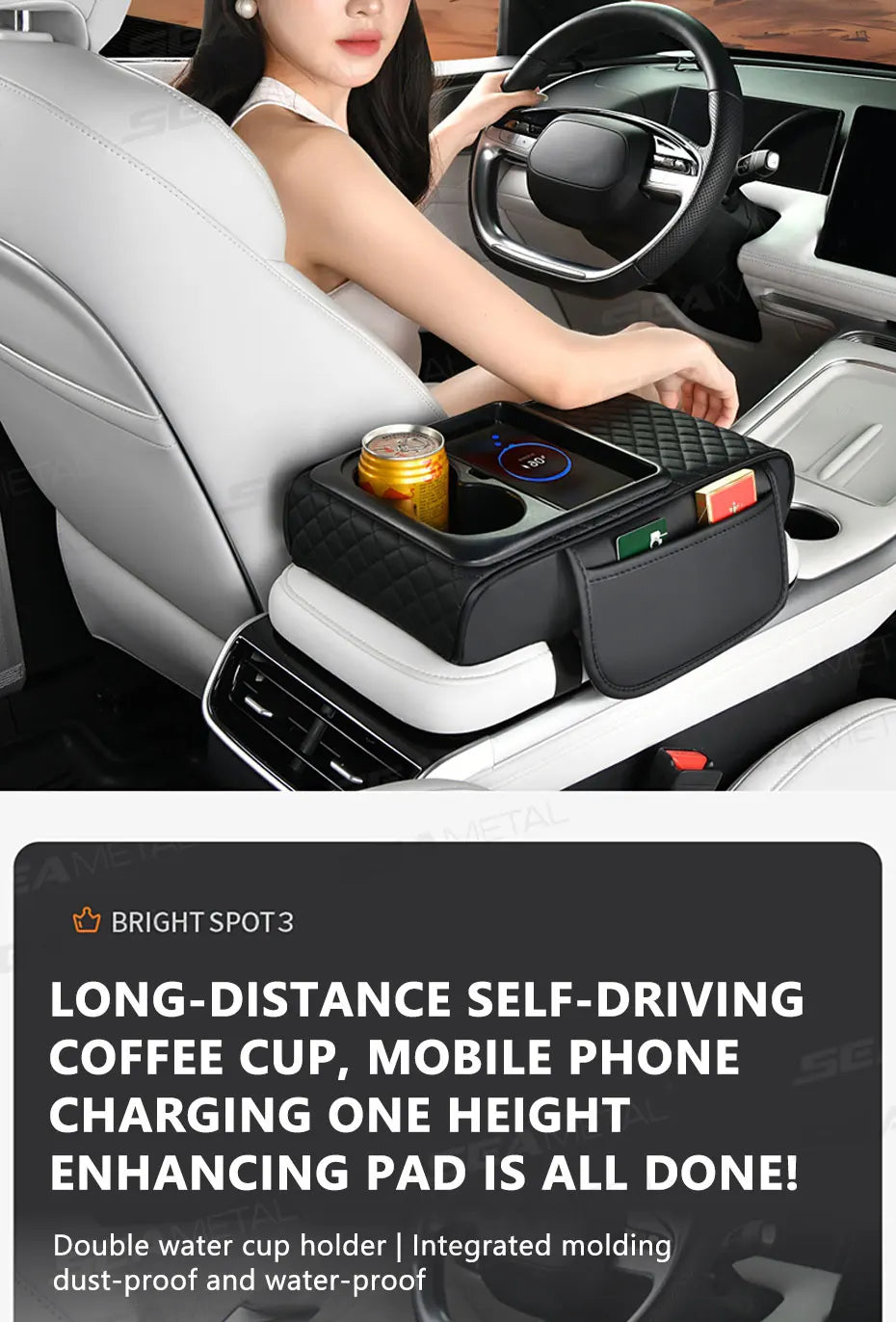 BLALION Car Arm Rest Cushion Thicken High-Density Sponge Center Console Armrest Box Cover Auto Elbow Support Wireless Charging