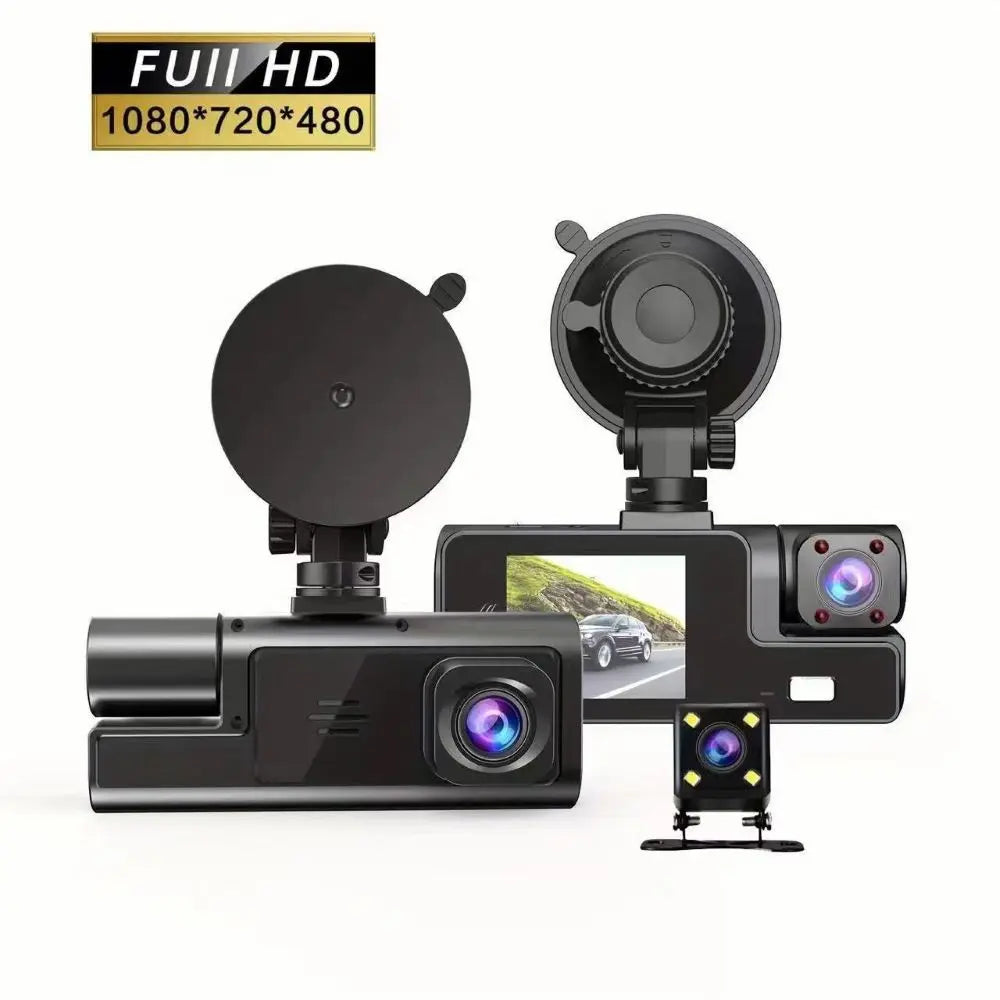3 Channel 1080P Car Dash Cam Front, Rear & Interior DVR Recorder