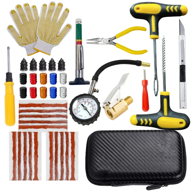 Car & Motorcycle Tire Repair Kit Emergency Puncture Plug Tool Set
