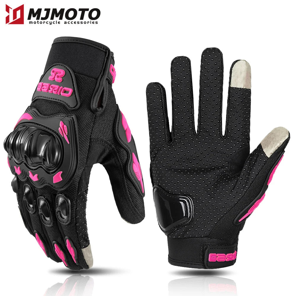 Summer Lady Pink Motorcycle Gloves Women Breathable Motorbike Riding Gloves Anti-fall Touch Function Motocross Moto Biker Gloves