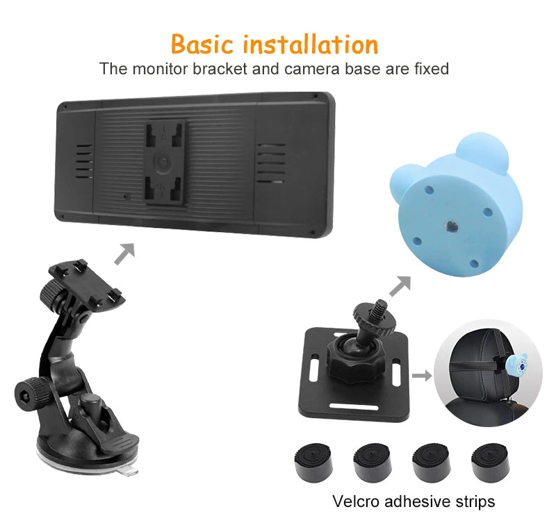 2 Camera Rear View Monitor 6.86'' IPS Screen Baby Car Mirror Wide View Angle for Infants Kids Pets Night Vision Function