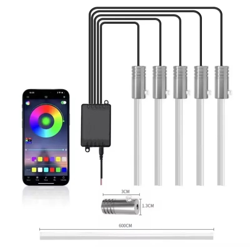 Car LED Lights Interior – RGB 5-in-1 Ambient Lighting Kit with 236 Inches Fiber Optic, Wireless Control