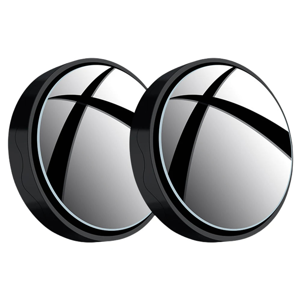 2PCS Car Blind Spot Rear View Mirror – Round Frame Wide Angle Mirrors with 360° Rotation
