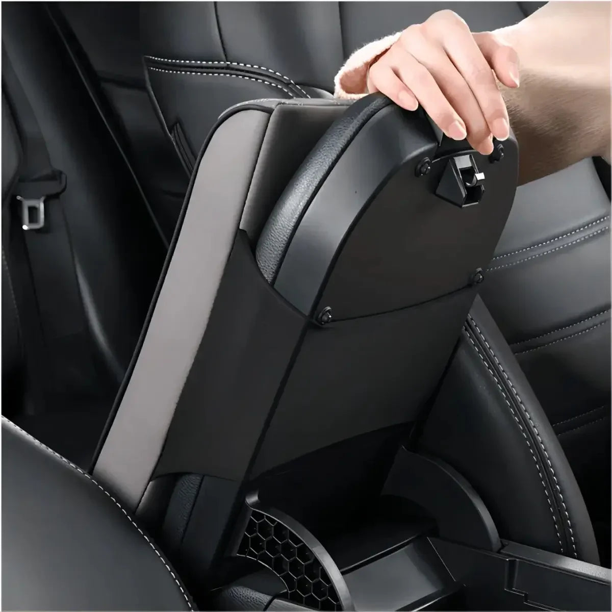 Wave Embroider PU Leather Car Armrest Mat Center Console Arm Rest Protection Cushion Auto Armrests Storage Box Cover Pad Visible