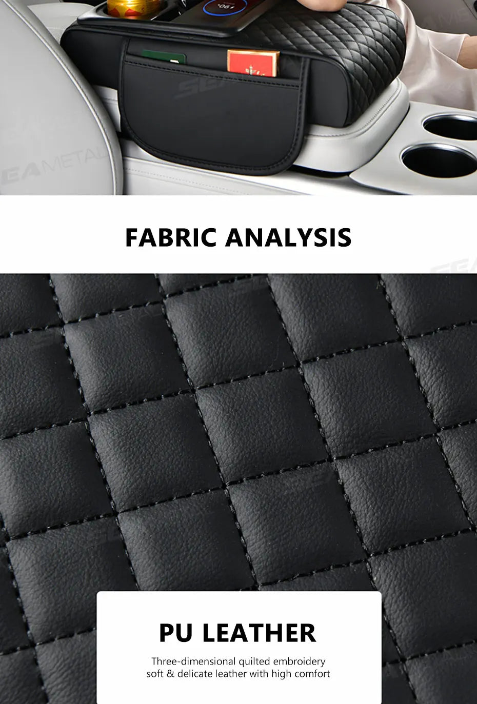 BLALION Car Arm Rest Cushion Thicken High-Density Sponge Center Console Armrest Box Cover Auto Elbow Support Wireless Charging