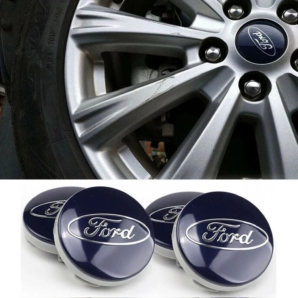 4 X 54MM Wheel Centre Caps Set Hub Centre Rim Cover Badge Blue Center Wheel Cap Kit Fit For Ford Most Models