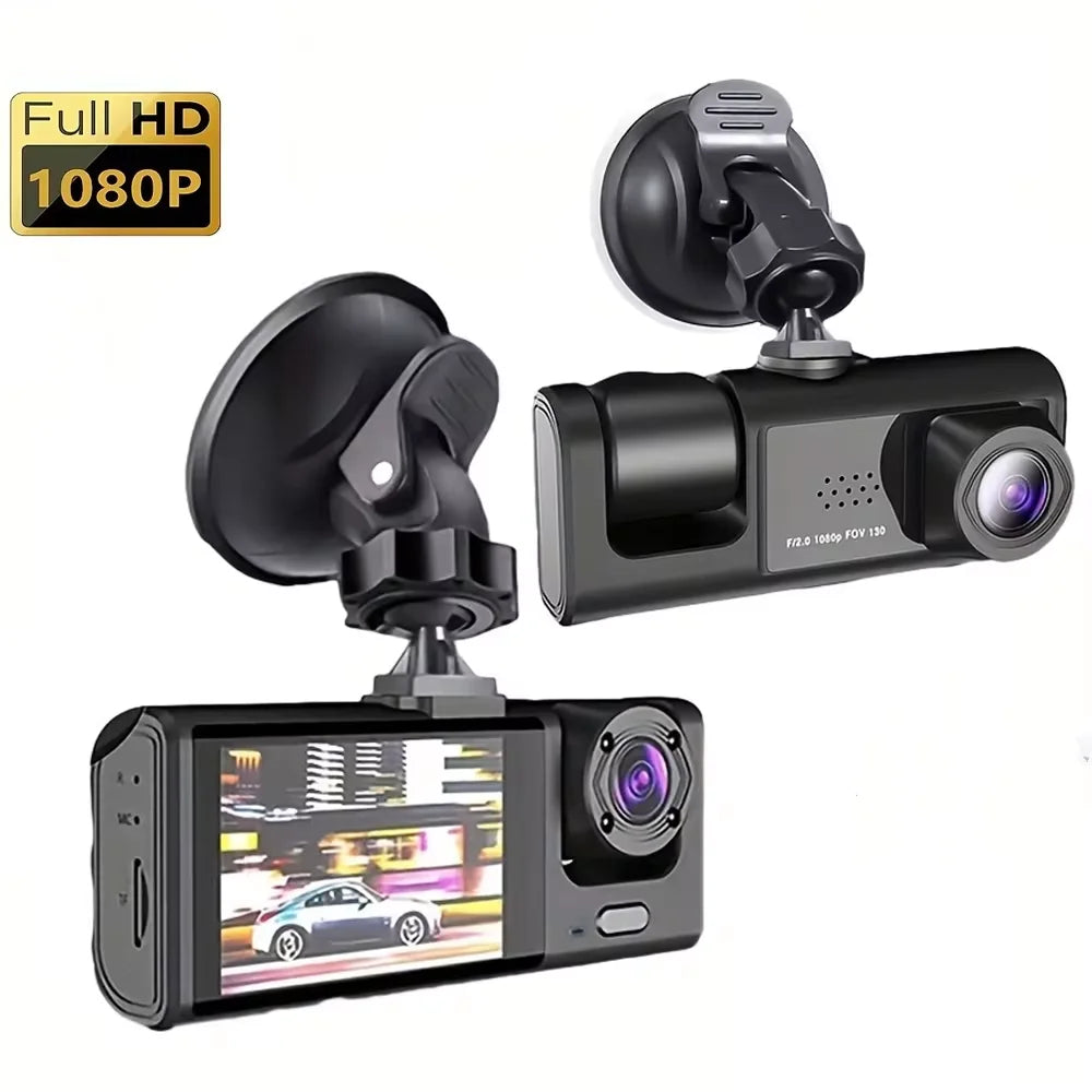 3 Channel 1080P Car Dash Cam Front, Rear & Interior DVR Recorder