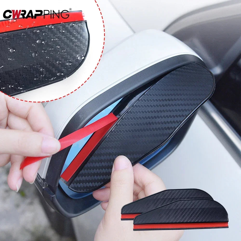 Car Rearview Mirror Rain Eyebrow Carbon Fiber Sun Visor Shade Protector Clear Vision Rain for Car Rearview Covers Accessories