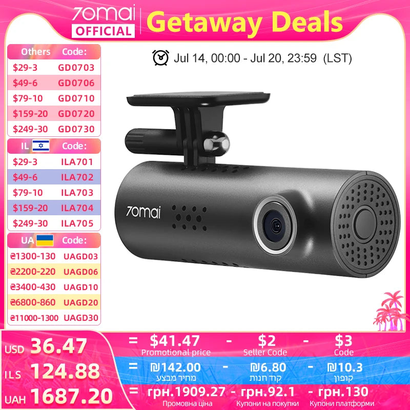 70mai Smart Dash Cam 3 M200 Voice Control 1080P 130FOV Wifi 70mai Car DVR Car Recorder Auto Recorder Wifi Parking Monitori