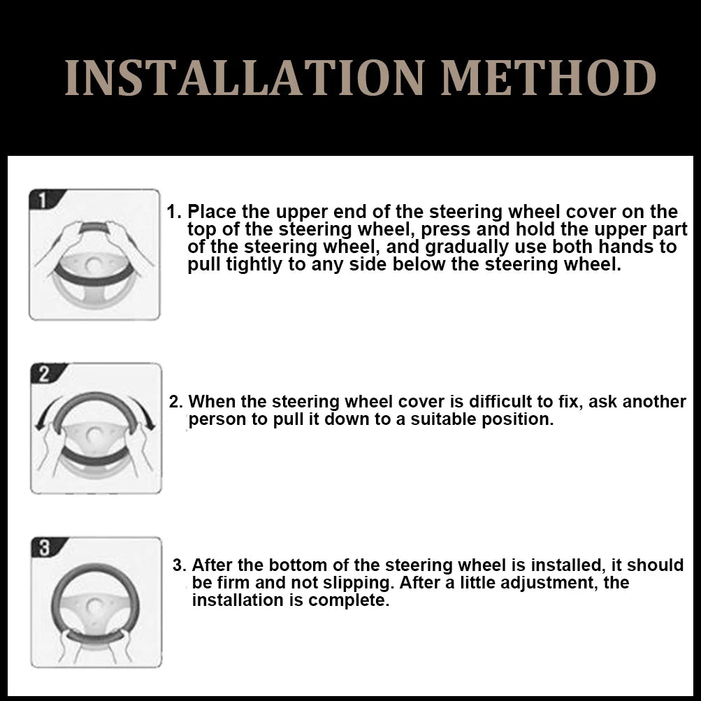 Carbon Fiber Leather Steering Wheel Cover  Breathable Non-slip Interior Accessories