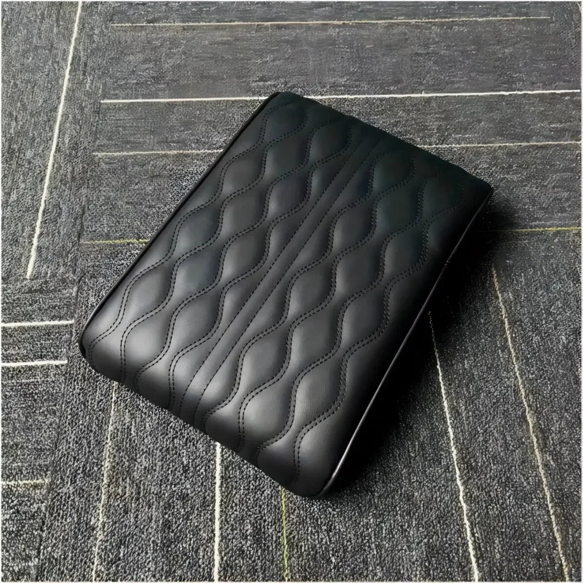 Wave Embroider PU Leather Car Armrest Mat Center Console Arm Rest Protection Cushion Auto Armrests Storage Box Cover Pad Visible