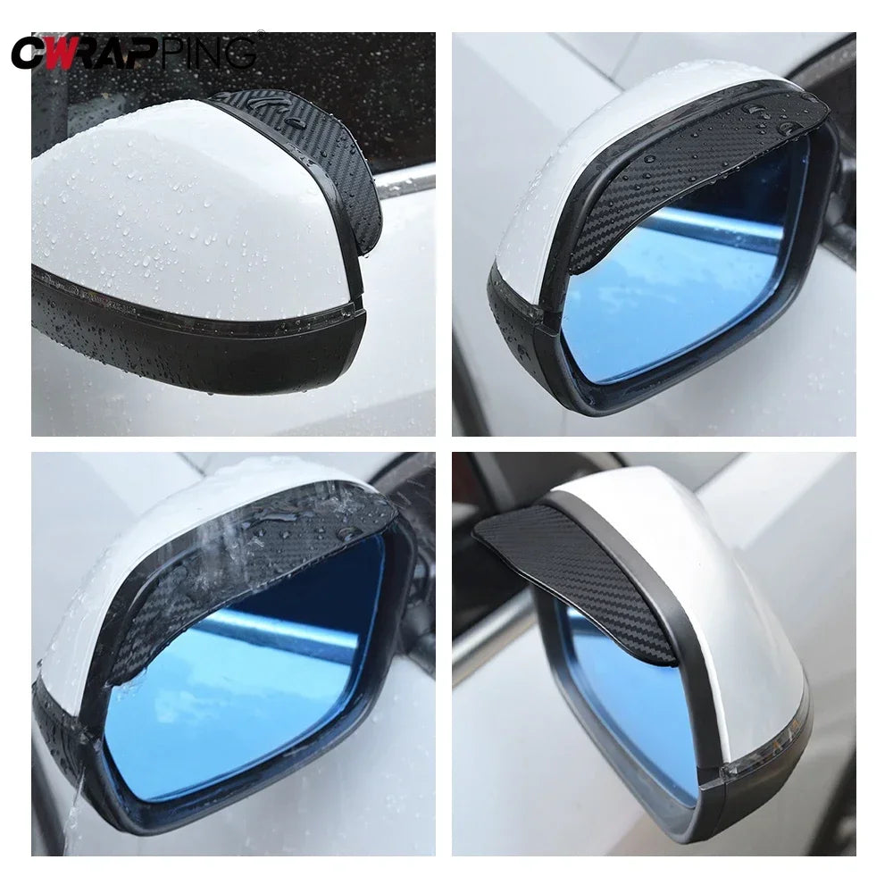 Car Rearview Mirror Rain Eyebrow Carbon Fiber Sun Visor Shade Protector Clear Vision Rain for Car Rearview Covers Accessories