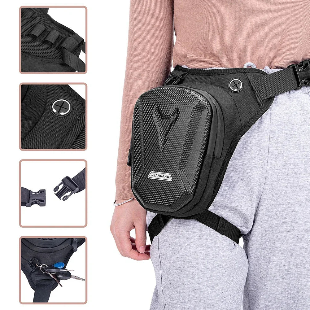 Motorbike Drop Waist Leg Bag EVA Hard Shell Motorcycle Leg Side Bag Outdoor Casual Waist Packs Bike Phone Purse Hip Bum Pack
