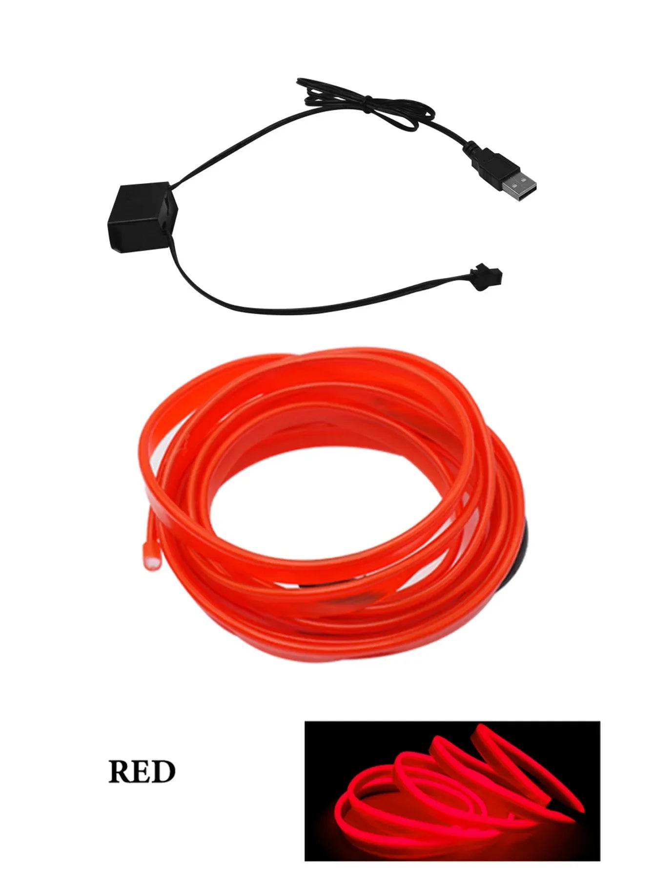 Car Interior Atmosphere Lighting LED Strip DIY Flexible EL Cold Light Line Tube With USB Auto Decoration Ambient Lamp