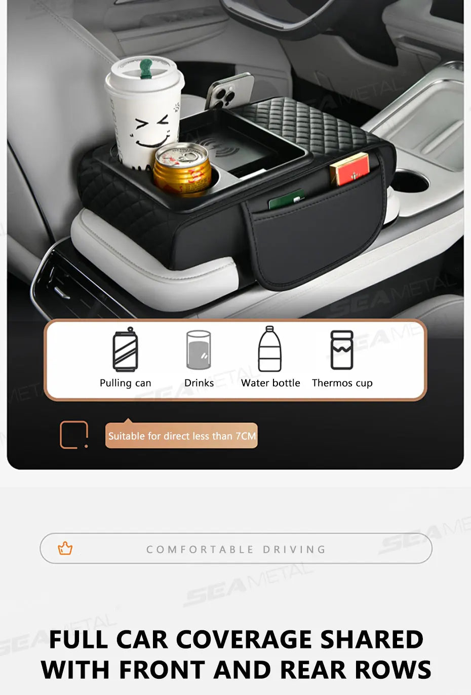 BLALION Car Arm Rest Cushion Thicken High-Density Sponge Center Console Armrest Box Cover Auto Elbow Support Wireless Charging