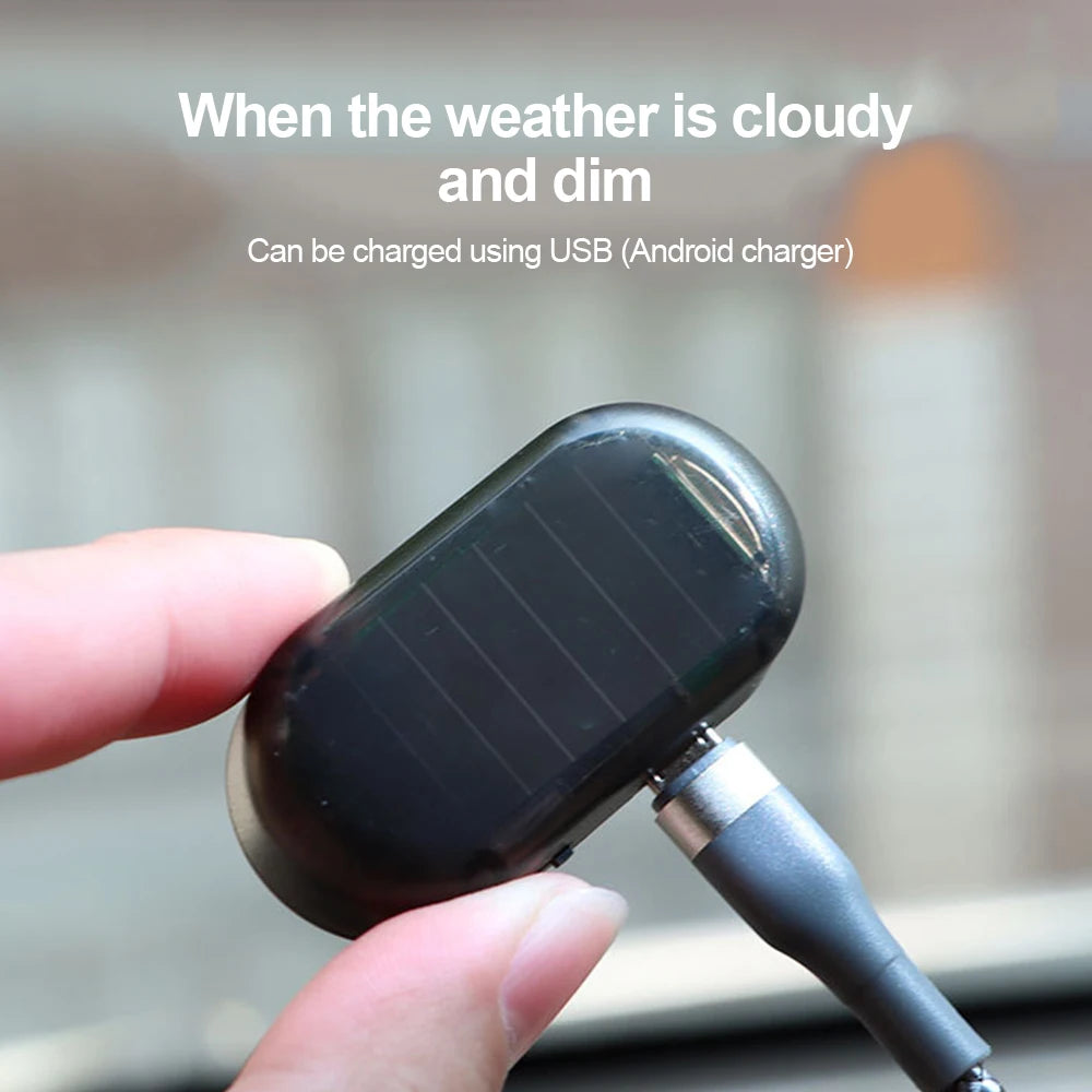 Solar Powered Car Fake Security Light Simulated Dummy Alarm Wireless Warning Anti-Theft Caution Lamp LED Flashing Imitation