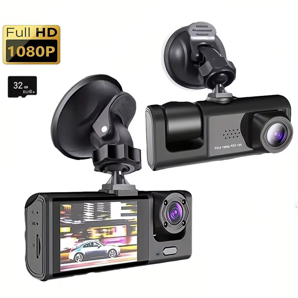 3 Channel 1080P Car Dash Cam Front, Rear & Interior DVR Recorder