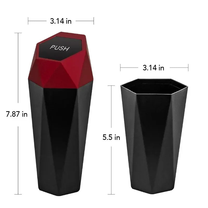 Mini Car Trash Can with Lid  Leak-Proof Portable Auto Garbage Bin