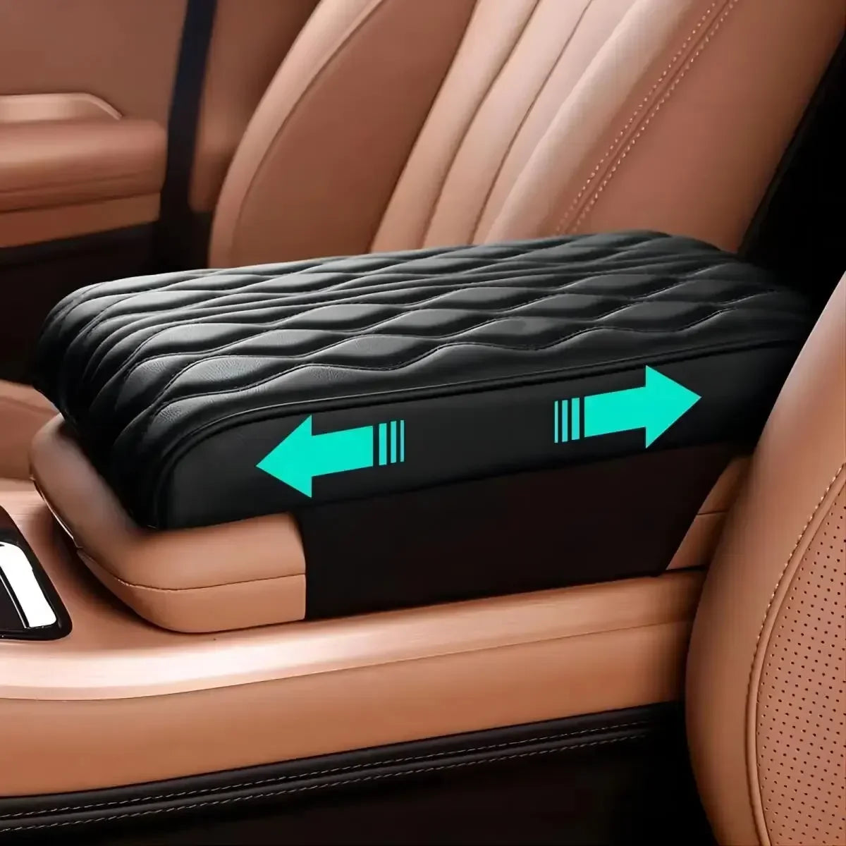 Wave Embroider PU Leather Car Armrest Mat Center Console Arm Rest Protection Cushion Auto Armrests Storage Box Cover Pad Visible