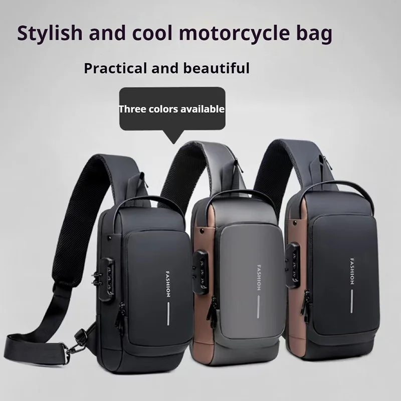Men's Chest Bag Password Lock Anti-theft Biker Bag Leisure Outdoor Running Travel Waist Bag Shoulder Crossbody Sports Backpacks