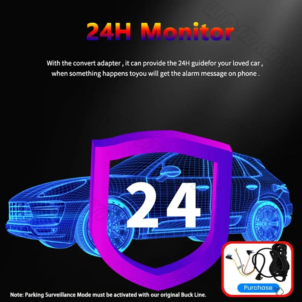 3 Lens Car Recorder with Memory Card Car Camera 1080P VCR WIFI Car DVR 2 Lens Front and Rear View Camera Night Vision Car Access