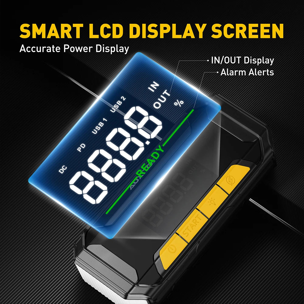 Car Battery Jump Starter – 20,000mAh Portable Power Bank with USB Quick Charge & 12V Jump Start Function