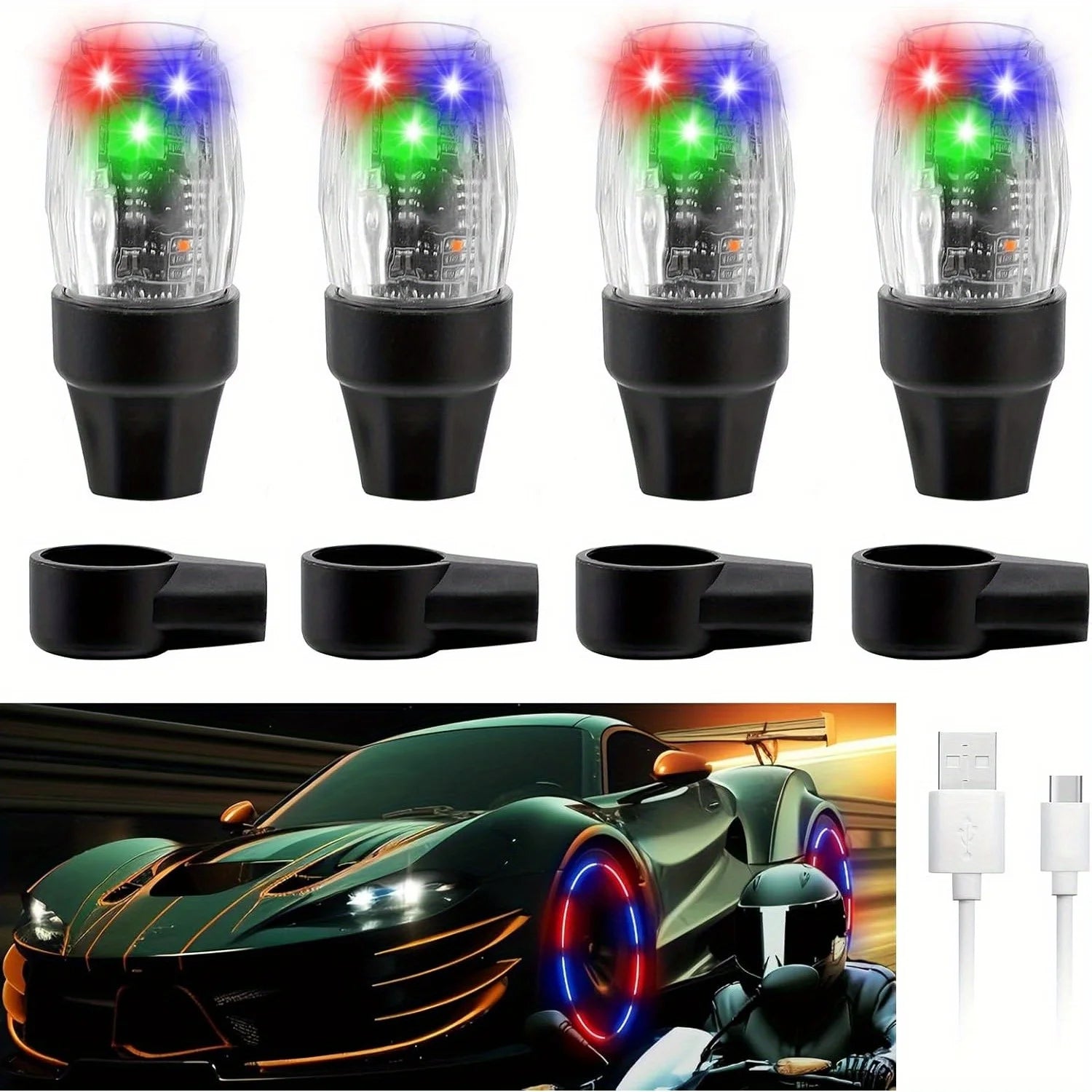 Tire Valve Light Colorful LED Car Wheel Lights – Flashing LED Stem Cap Lamps for Automotive Decoration